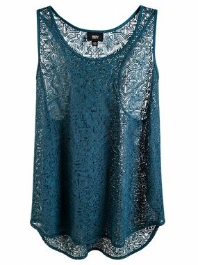 Mossimo Supply Co. Teal Lace Overlay Sleeveless Tank XL